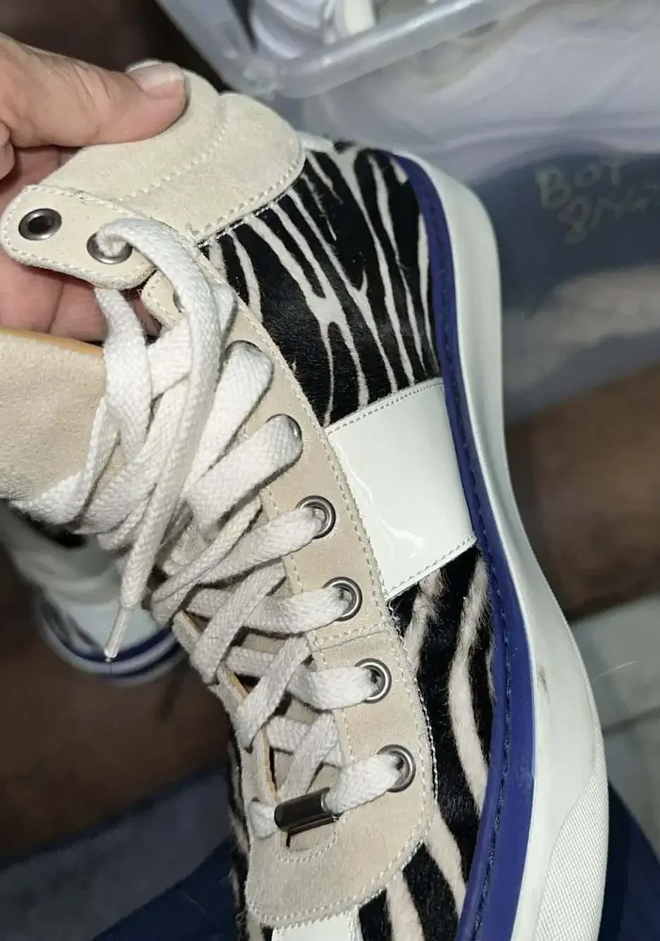 Jimmy Choo Belgravia High-Top Sneakers Size 42.5 Zebra Pony Hair